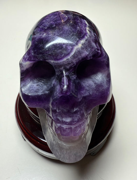 Purple candy fluorite carved skull