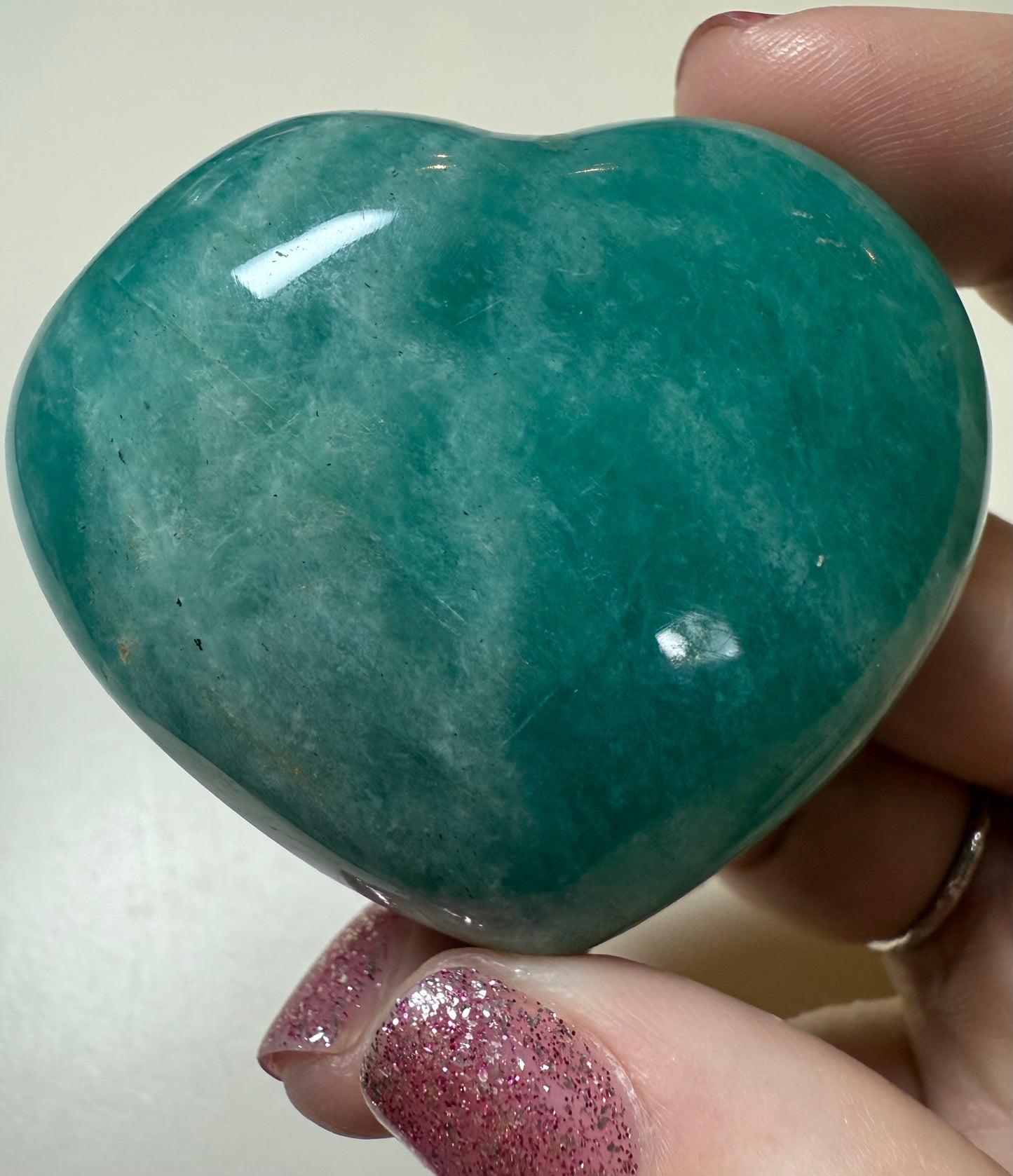 Amazonite heart palm stone