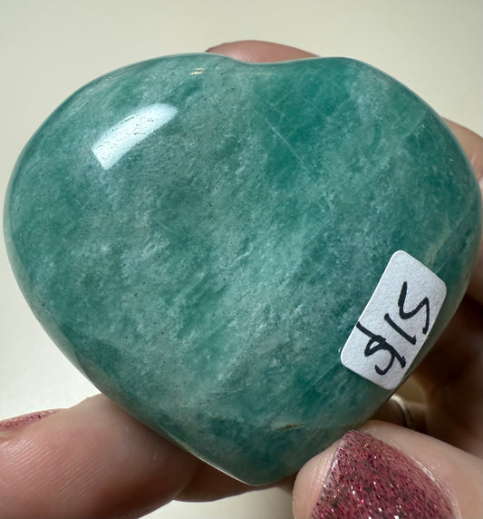 Amazonite heart palm stone