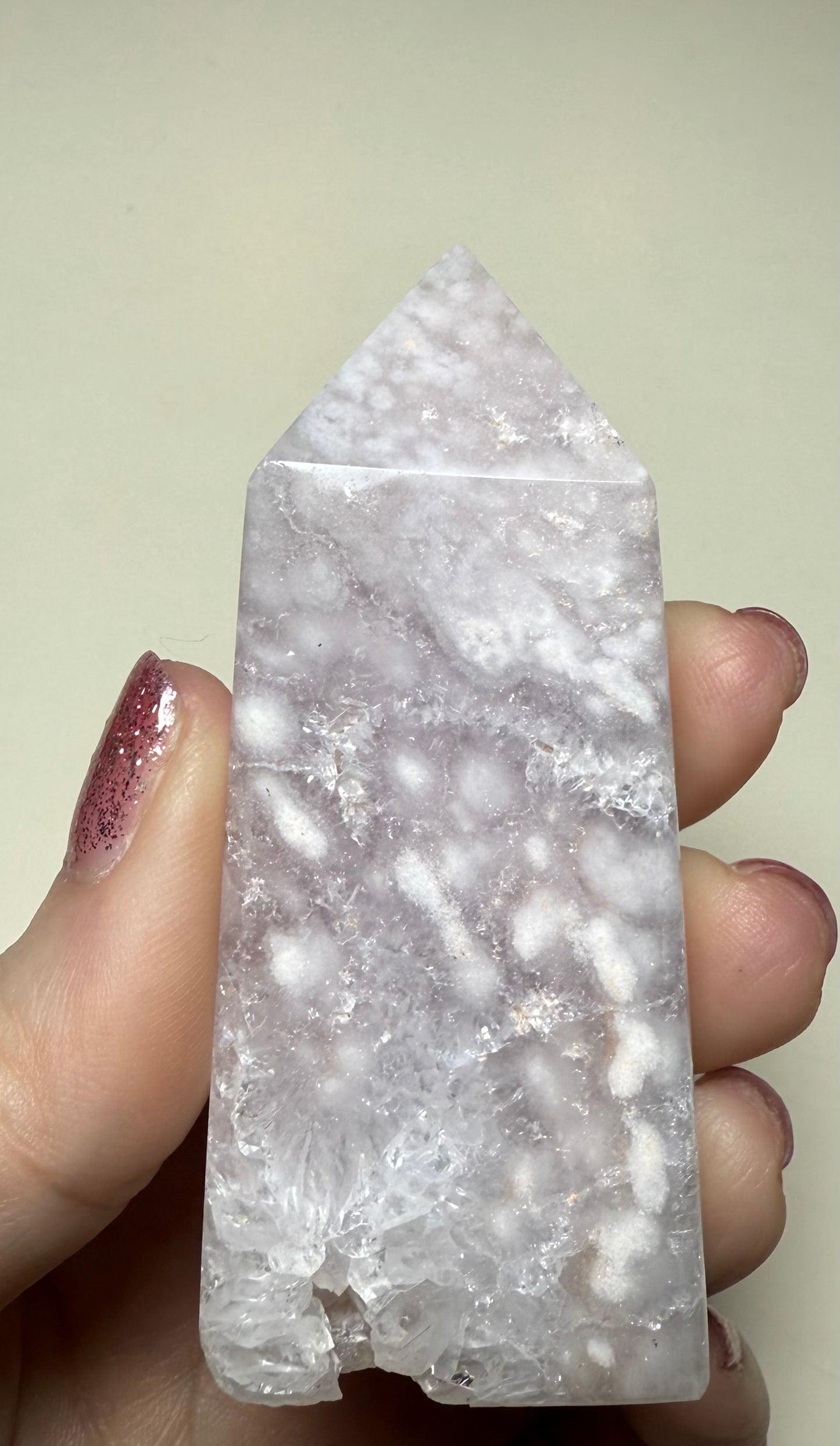 Sparkly druzy pink Amethyst point