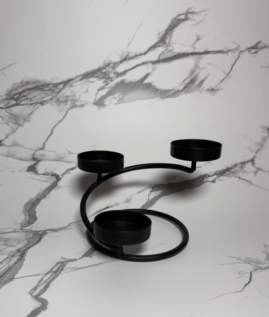 Black metal triple sphere holder