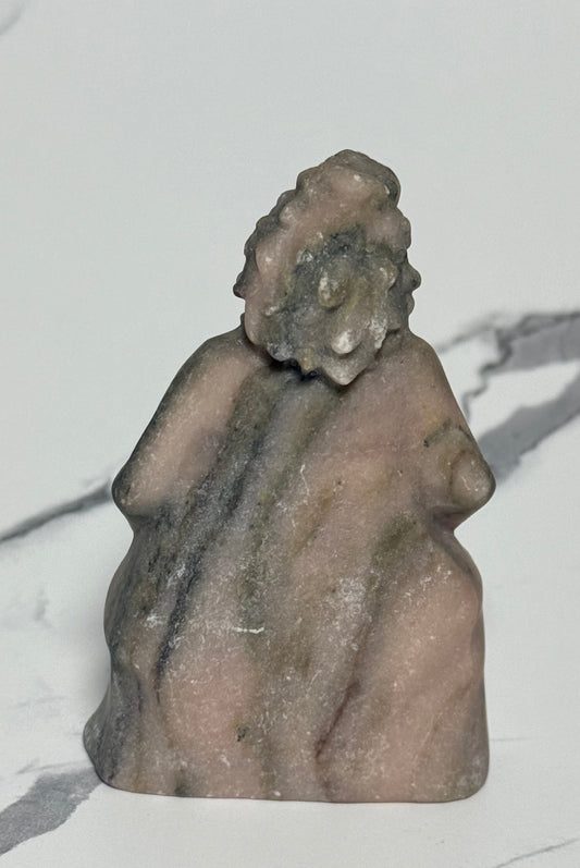 Pink Zebra Jasper Halloween spooky movie 4 inch tall carving