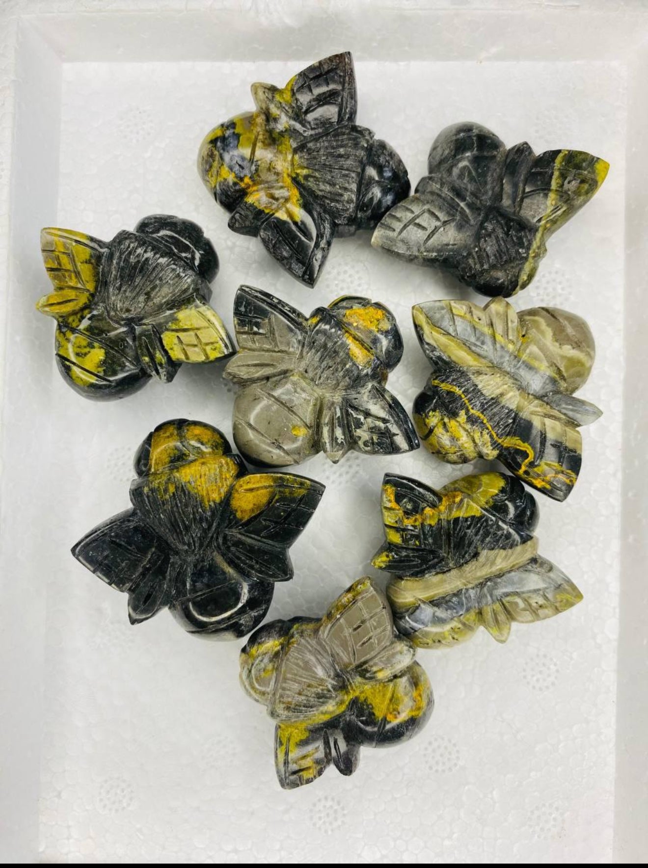 Carved Bumblebee Jasper bees