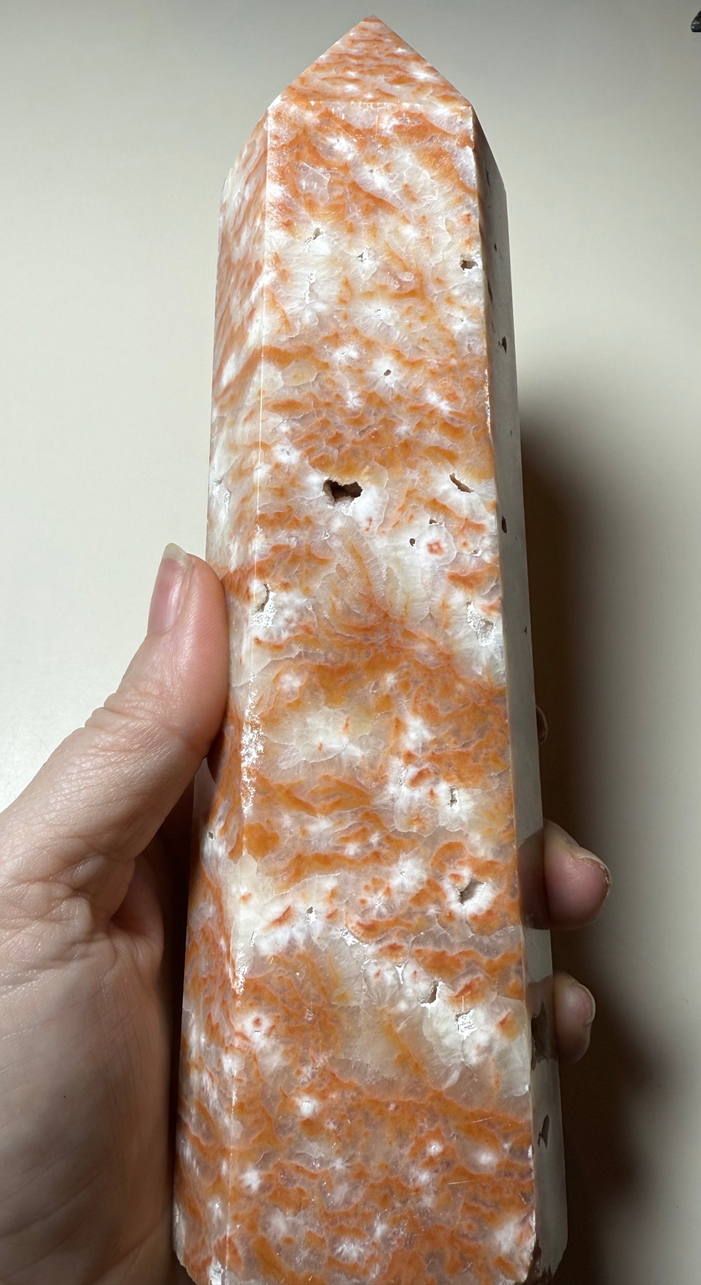 Unique Large Orange calcite tower