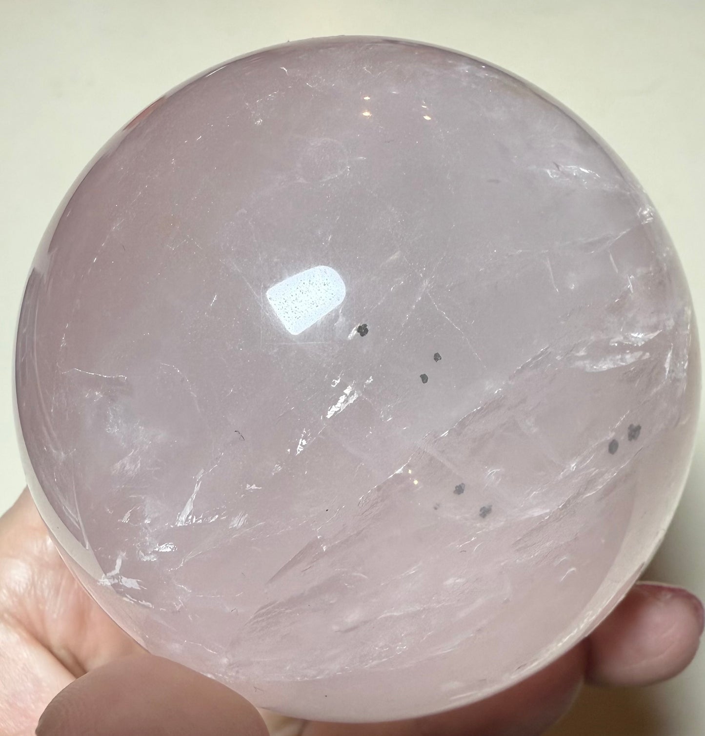 Rainbow flash rose quartz sphere 600g