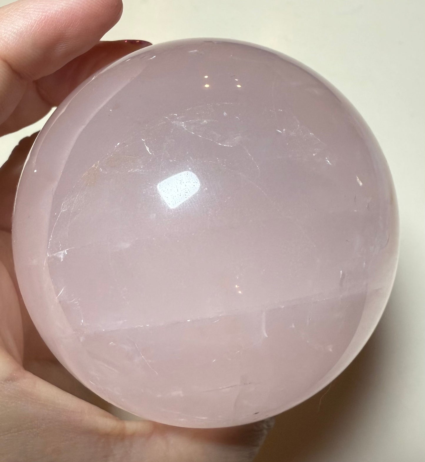 Rainbow flash rose quartz sphere 600g